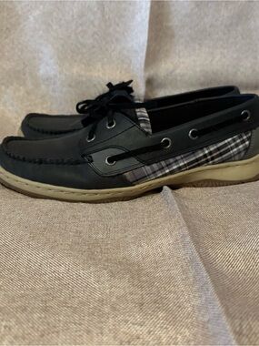 Women’s Black Plaid Boat Shoes